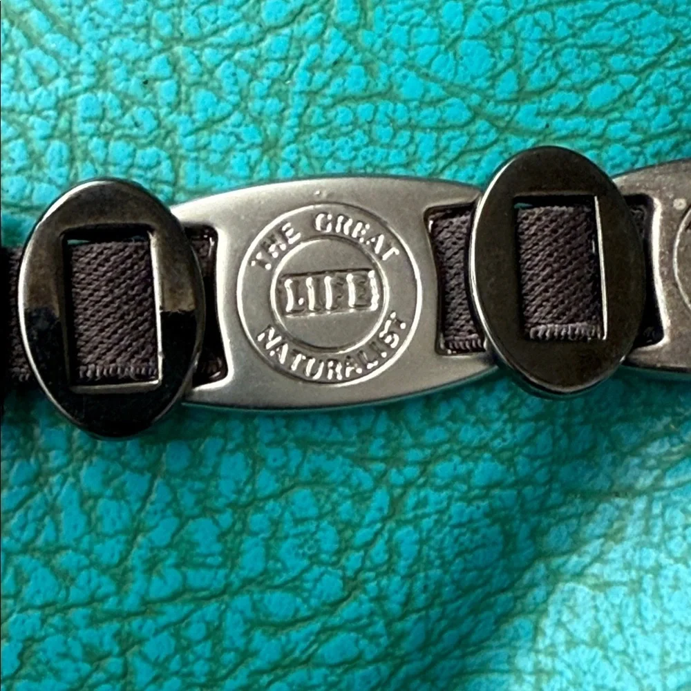 Vintage Suzie Roher life the great naturalist metal plate stretch statement belt